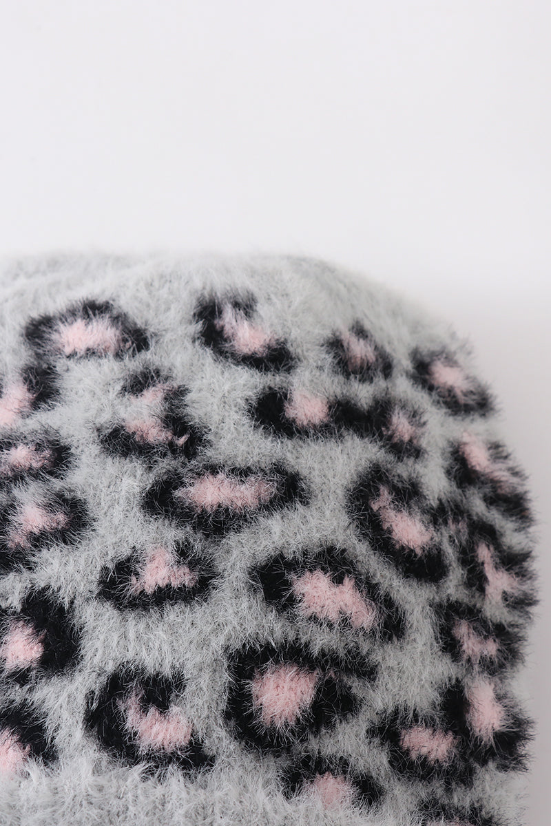 Gray Leopard Beanie