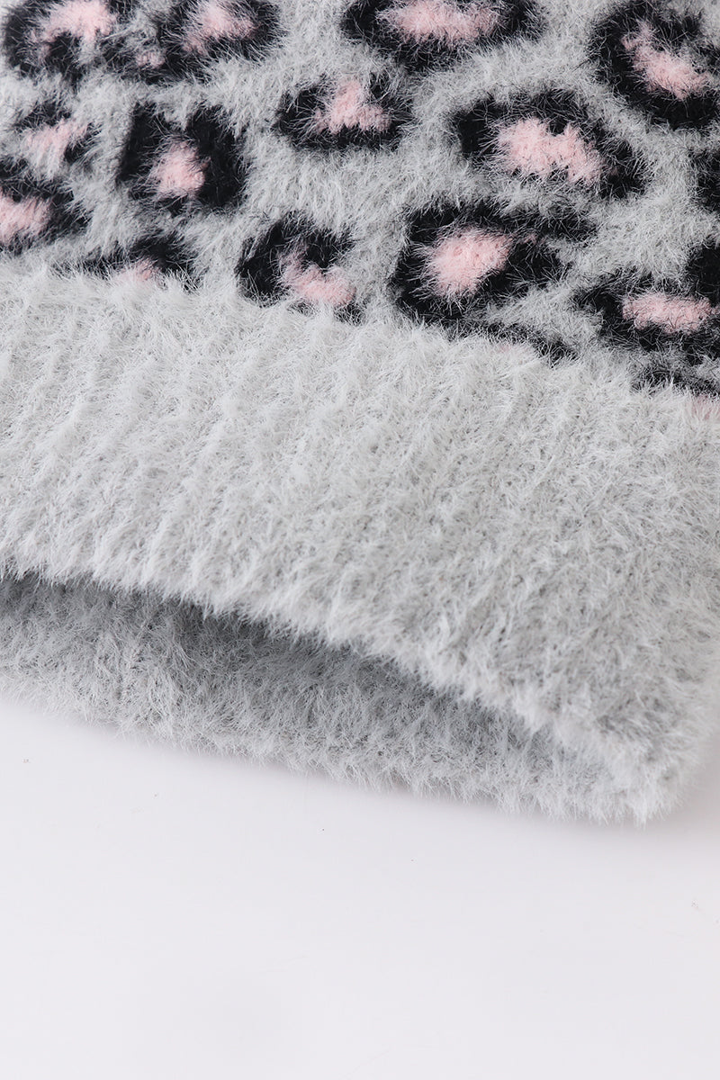 Gray Leopard Beanie
