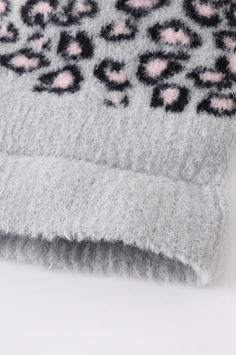 Gray Leopard Beanie