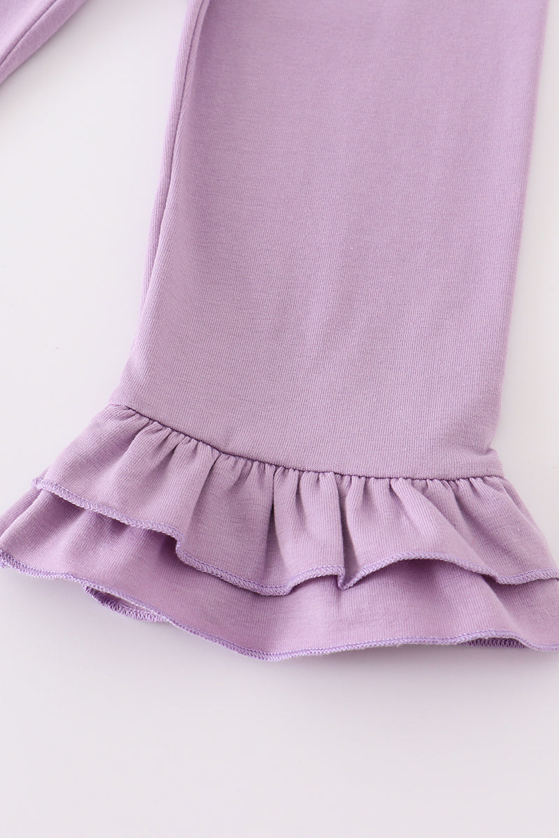 Puppy print ruffle girl set