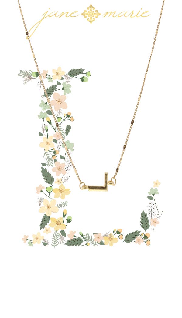 16" Block "L" Initial Disc Chain Necklace, 3" Ext.
