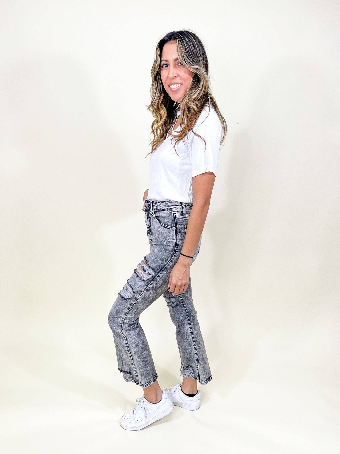 The Blake Stone Wash Crop Jeans