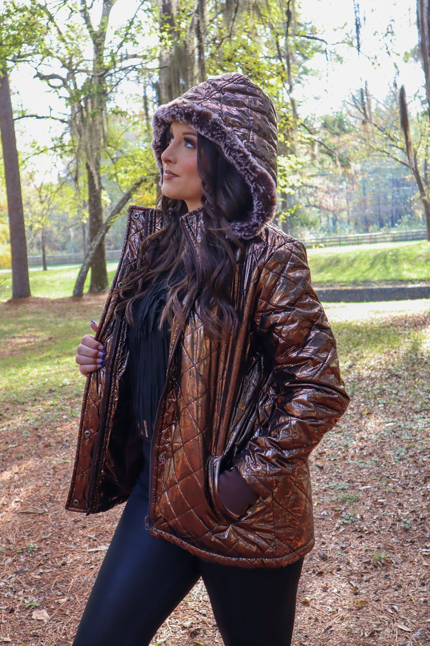 Carolina Fur Trimmed Quilted Jacket