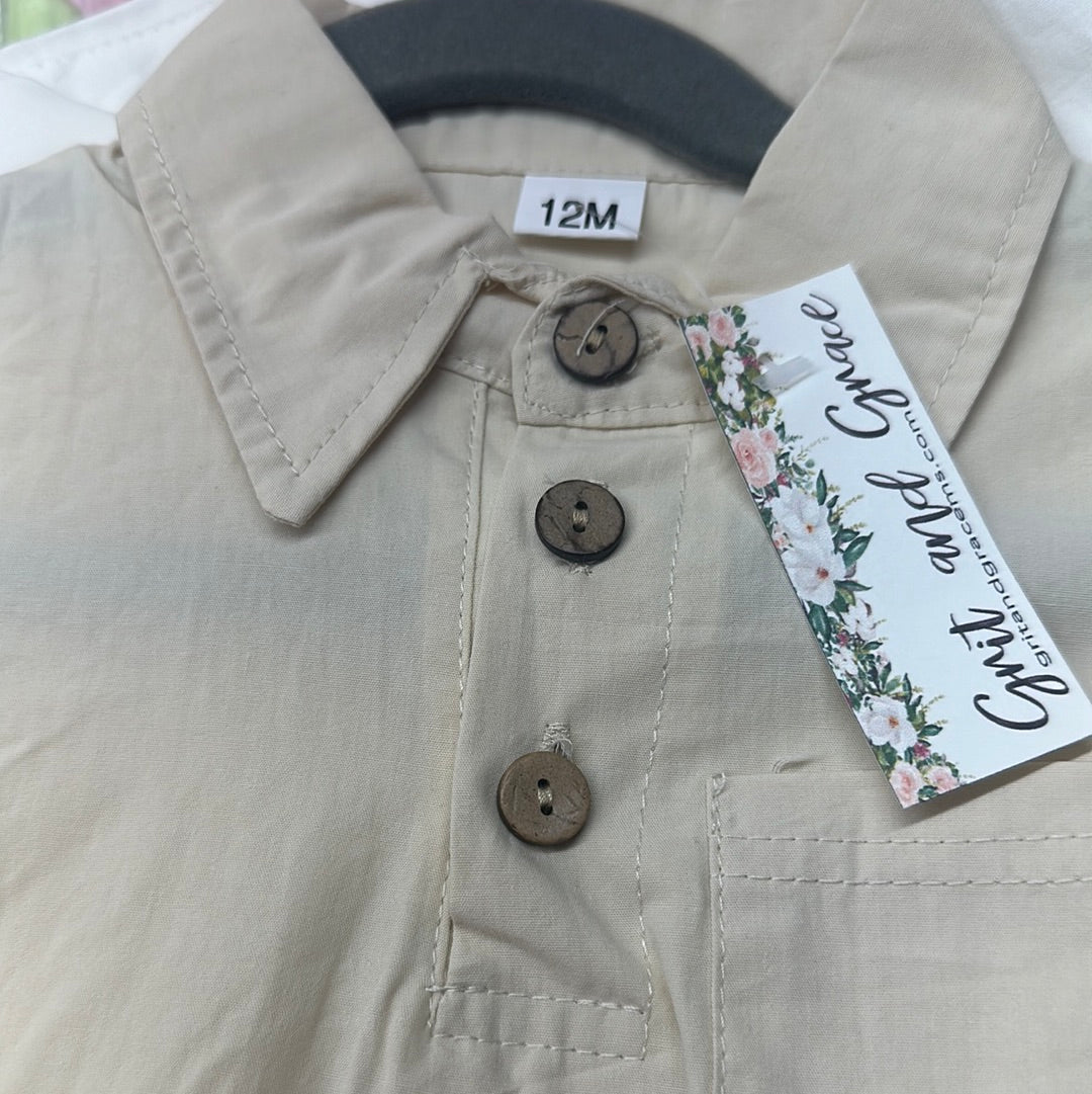Cream Boy Romper
