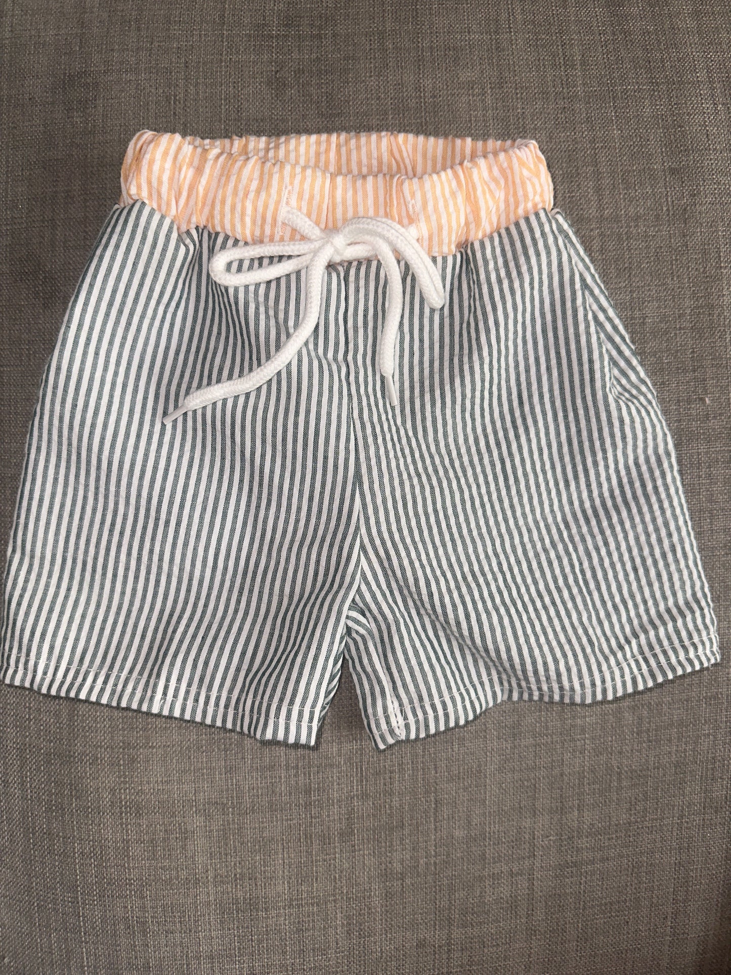 Seersucker Monogrammed Swim Trunks