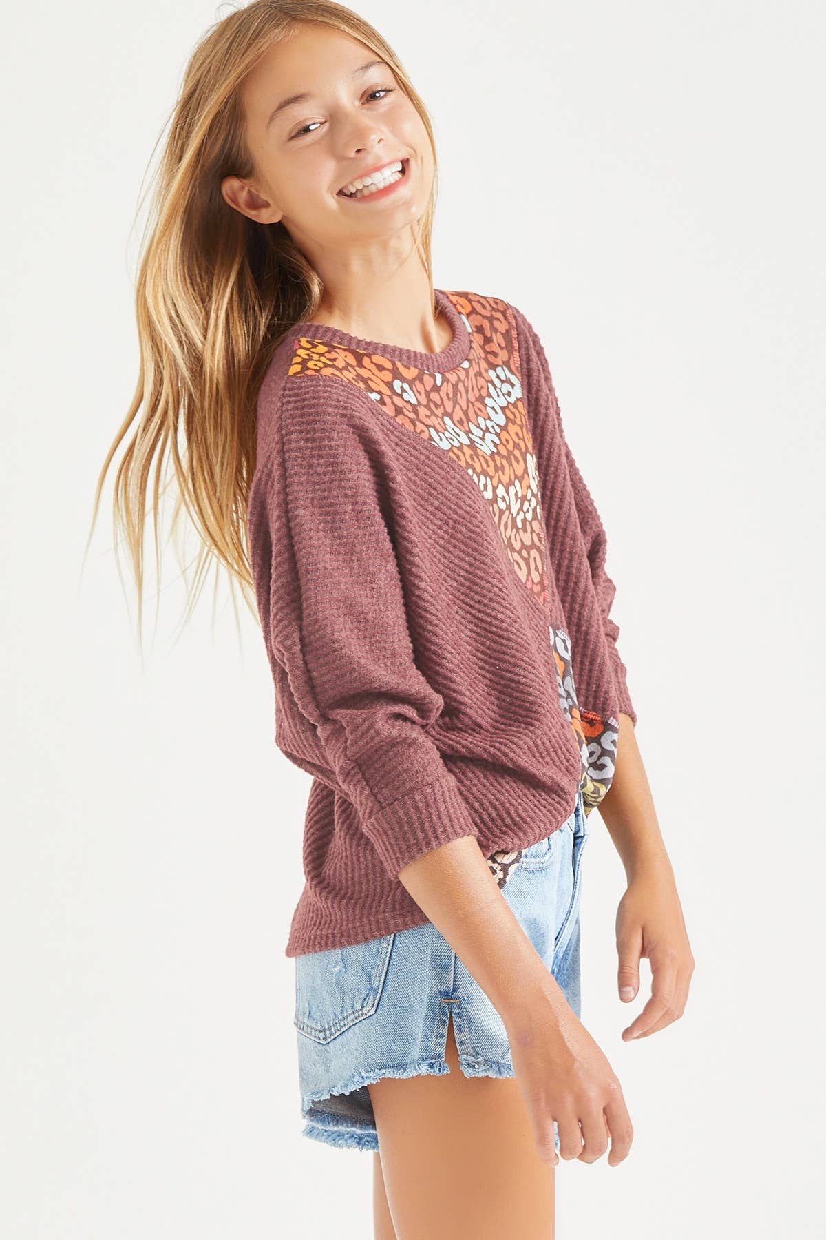 Leopard Colorblock Dolman Sleeve Sweater