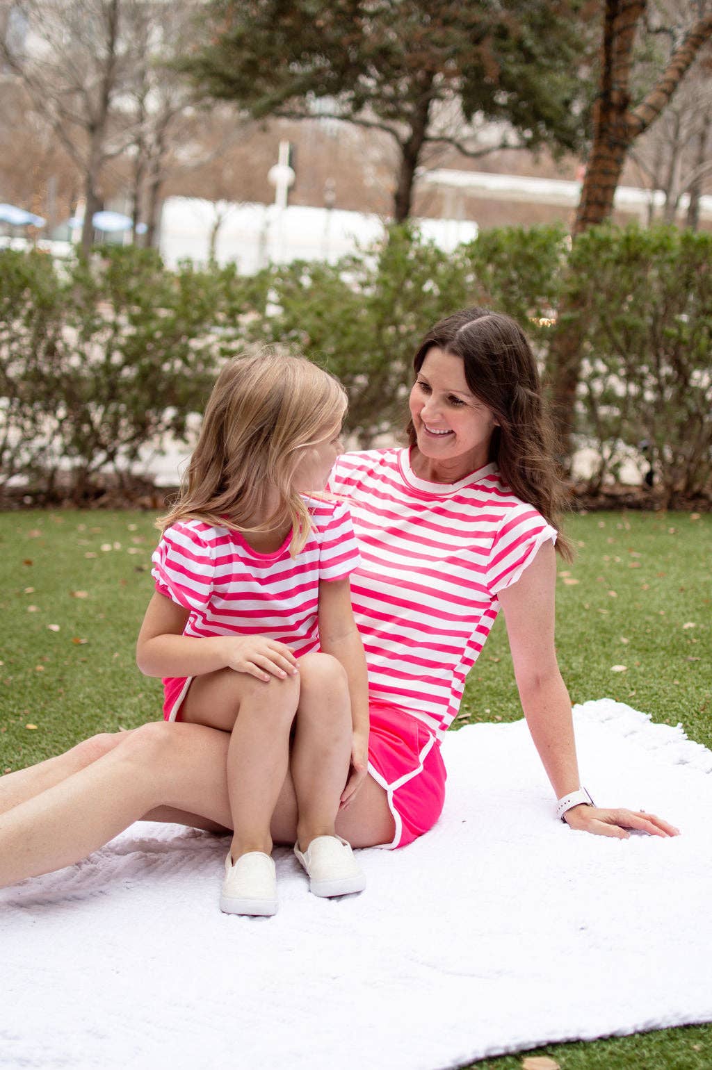 Magenta Stripe Crop Tee