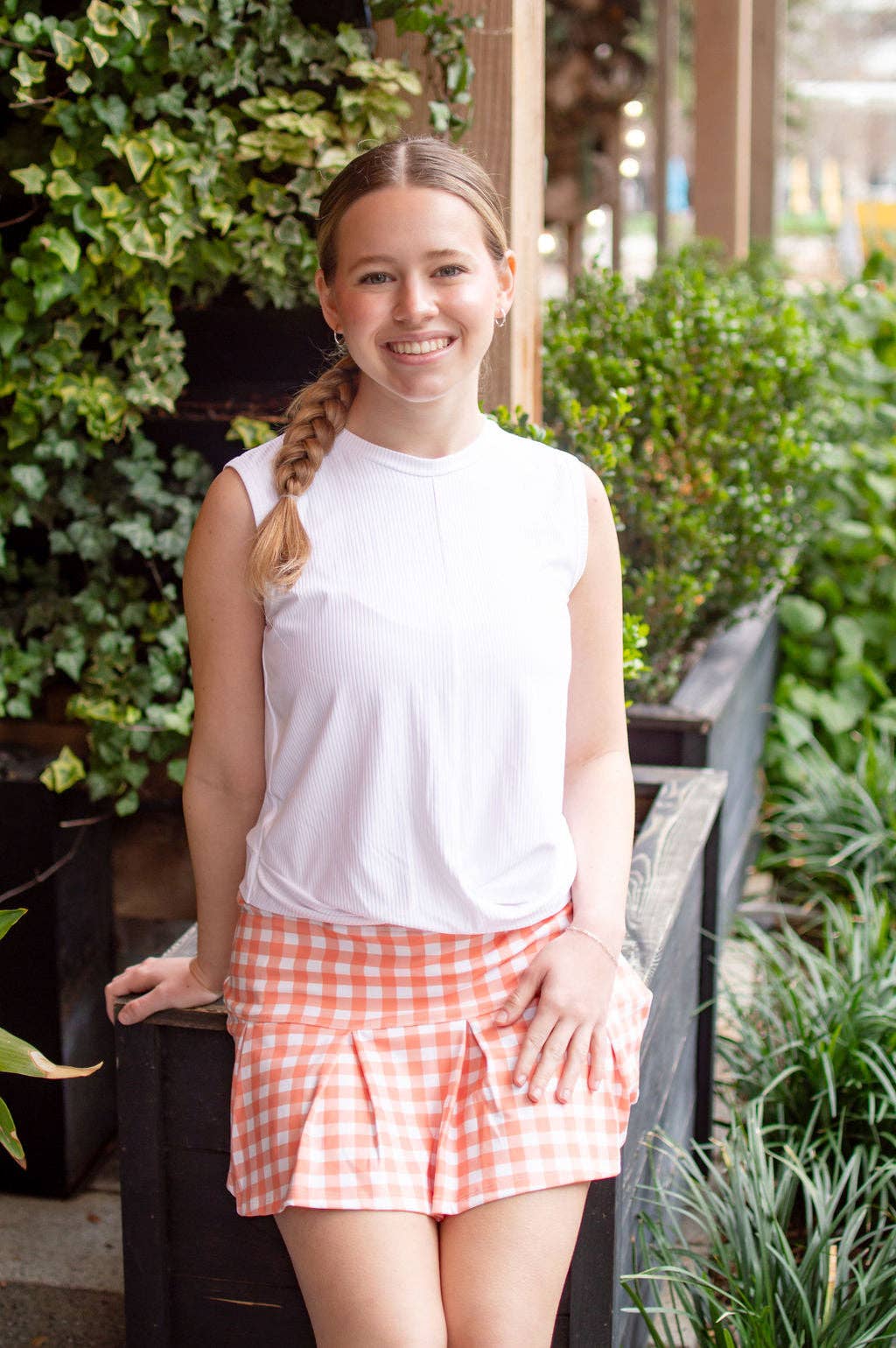Orange Gingham Tennis Skirt