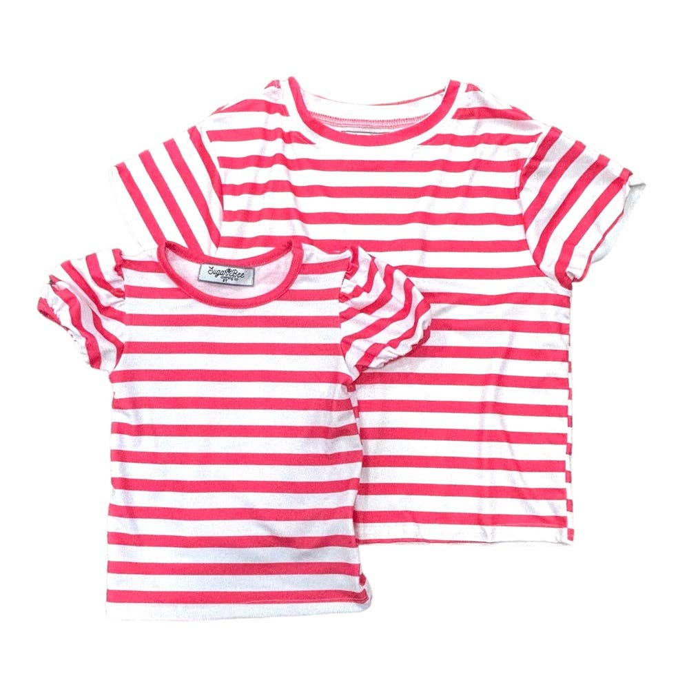 Magenta Stripe Crop Tee