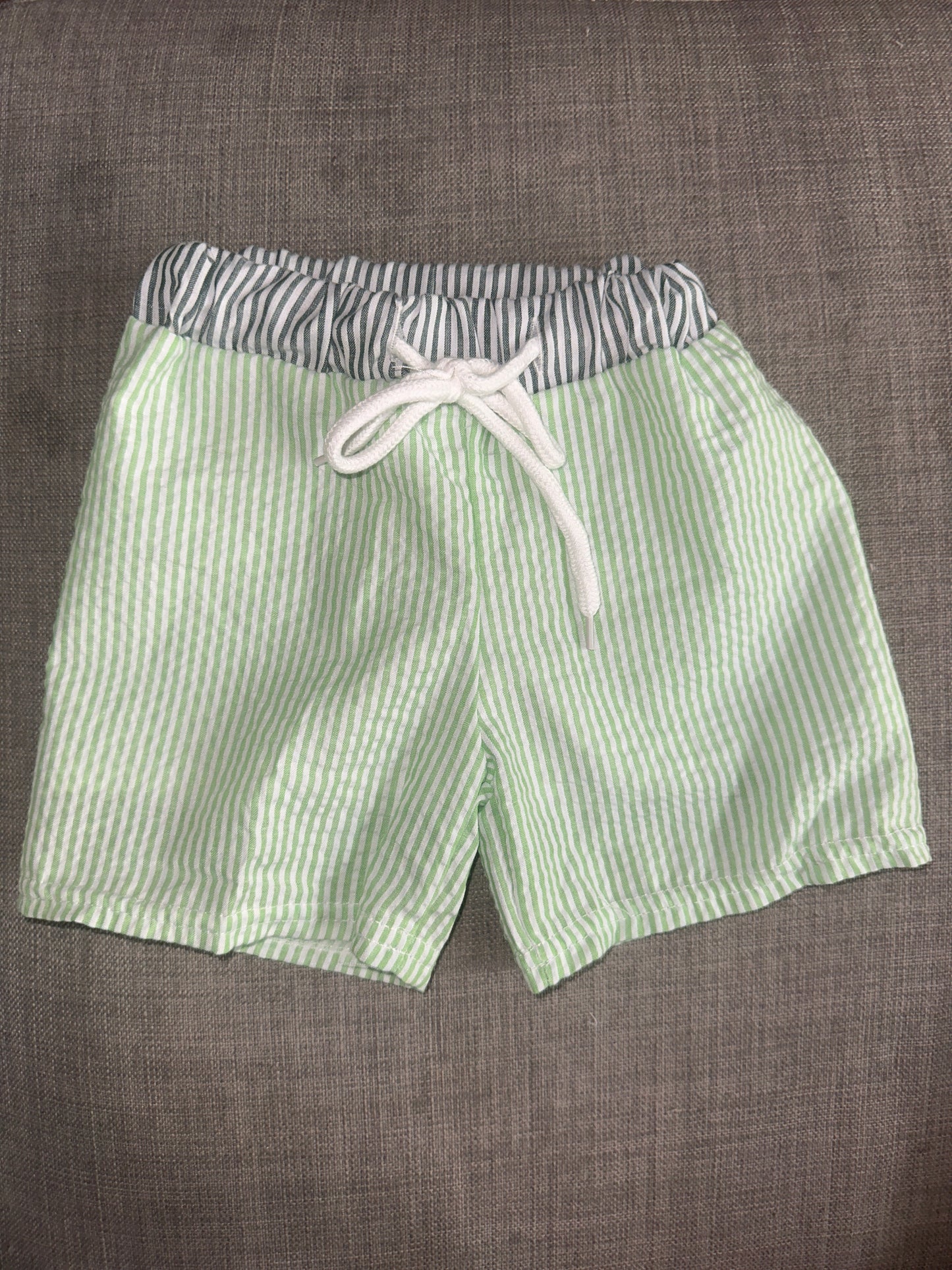 Seersucker Monogrammed Swim Trunks