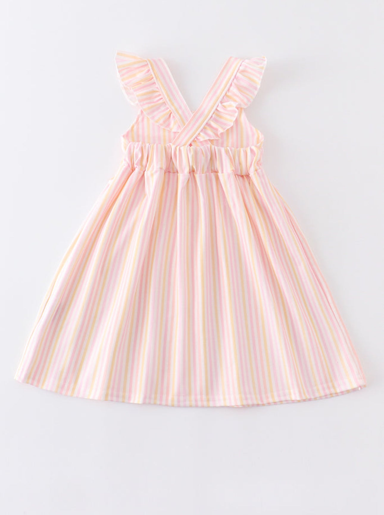 Pink Stripe Flutter Trim Dress