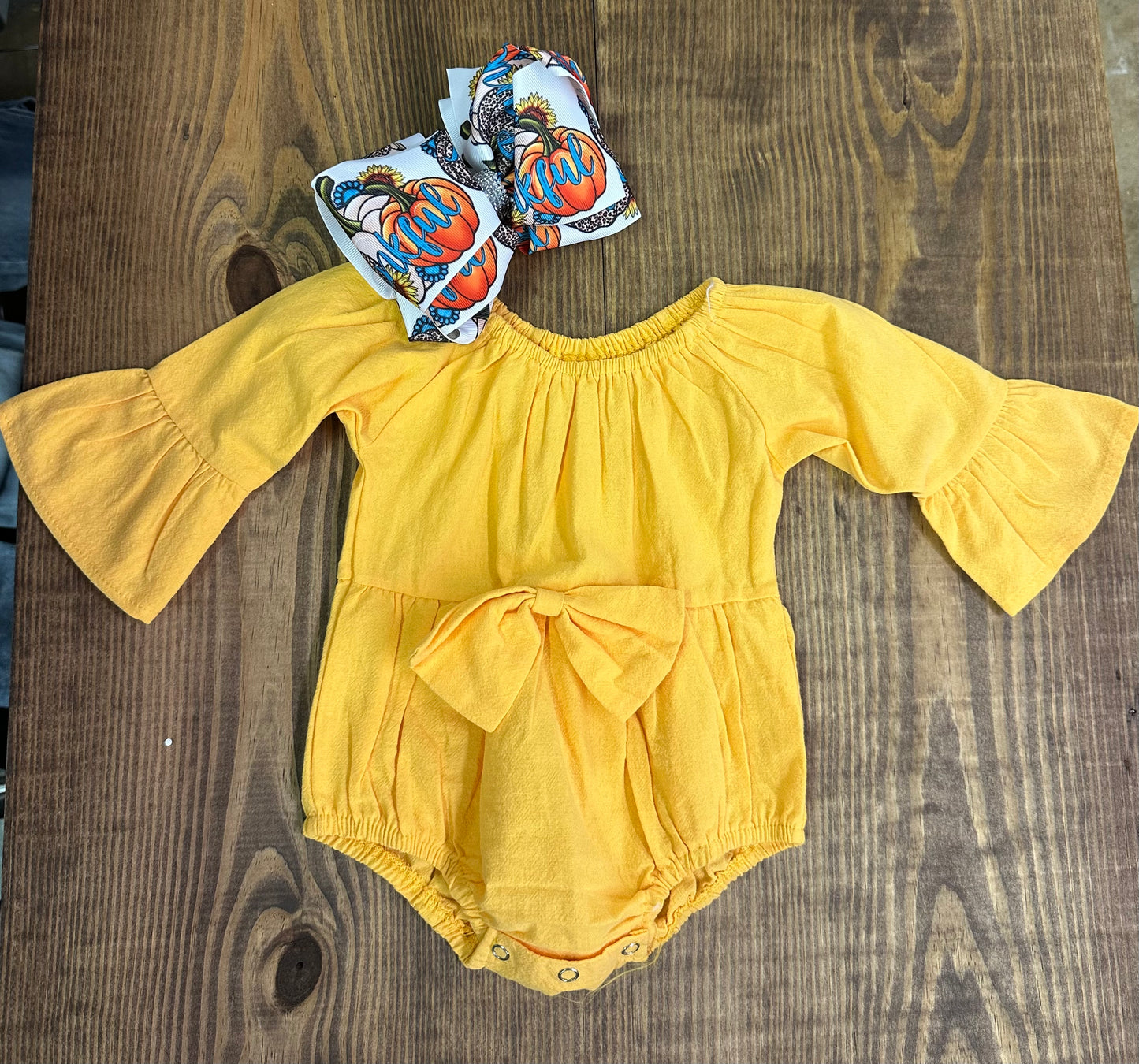 Yellow Bow Onesie