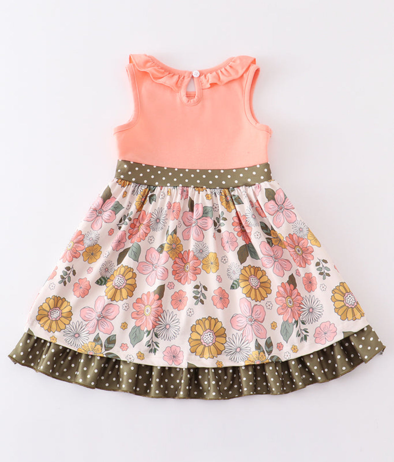 Coral Floral Print Dress