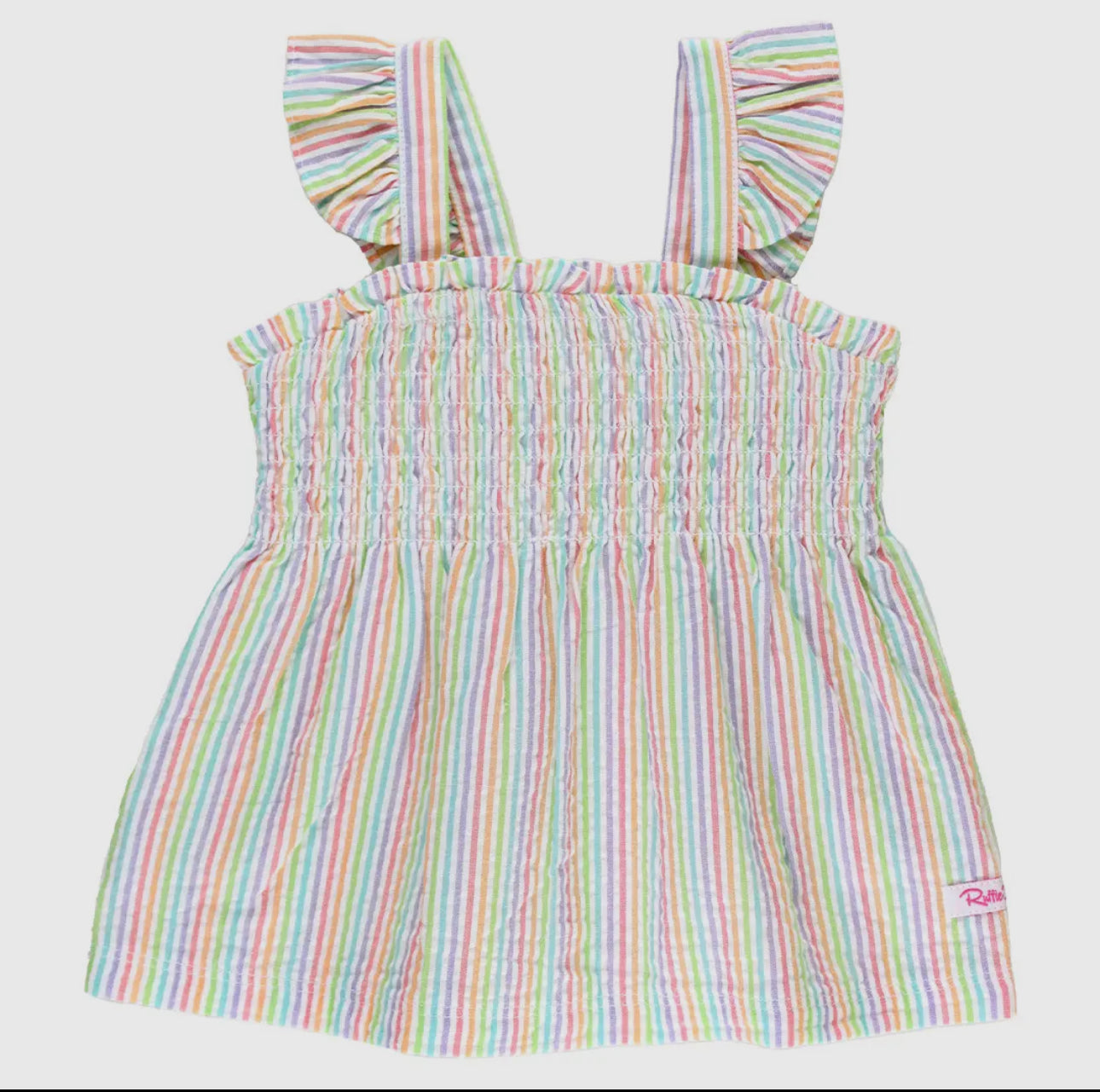 Rainbow Seersucker Smocked Top