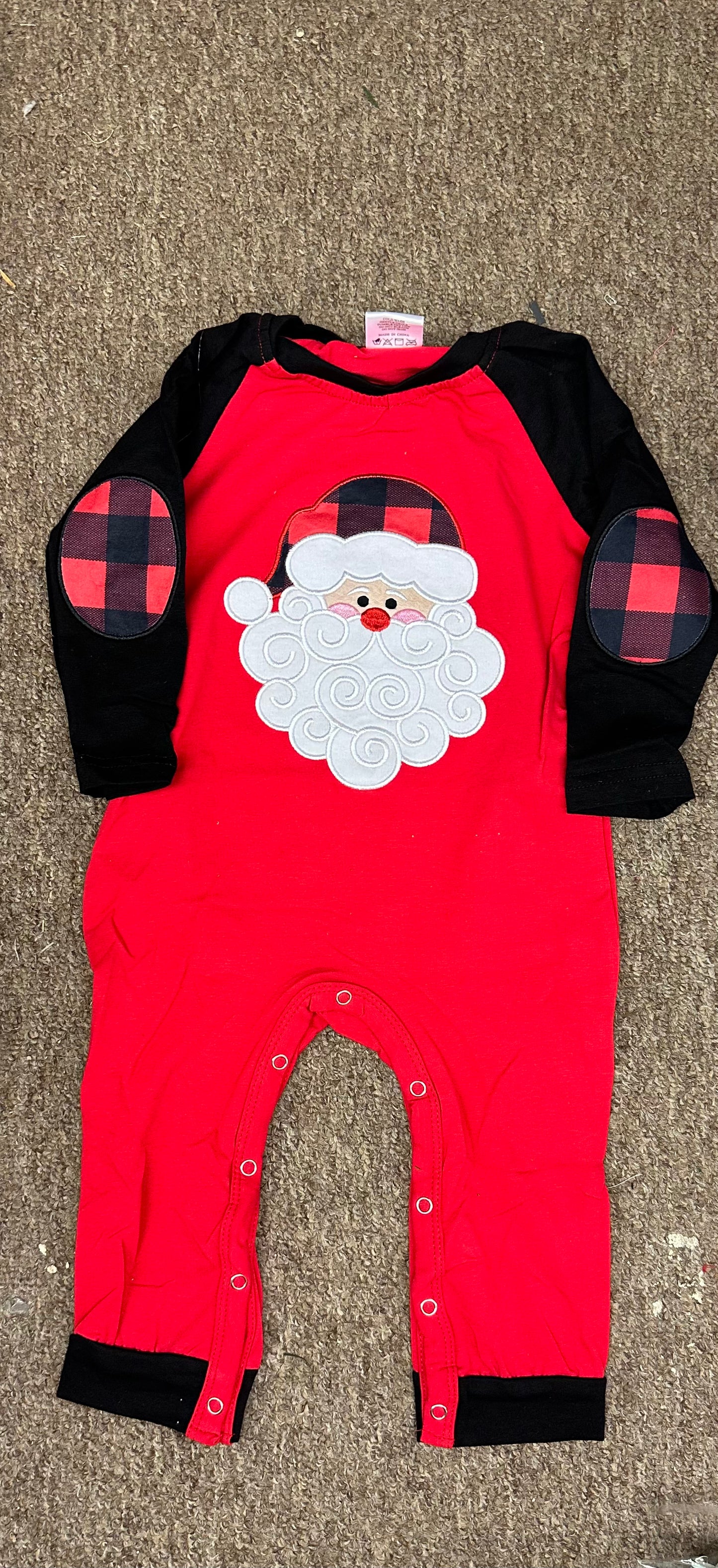 Red Santa Appliqué Boy Romper