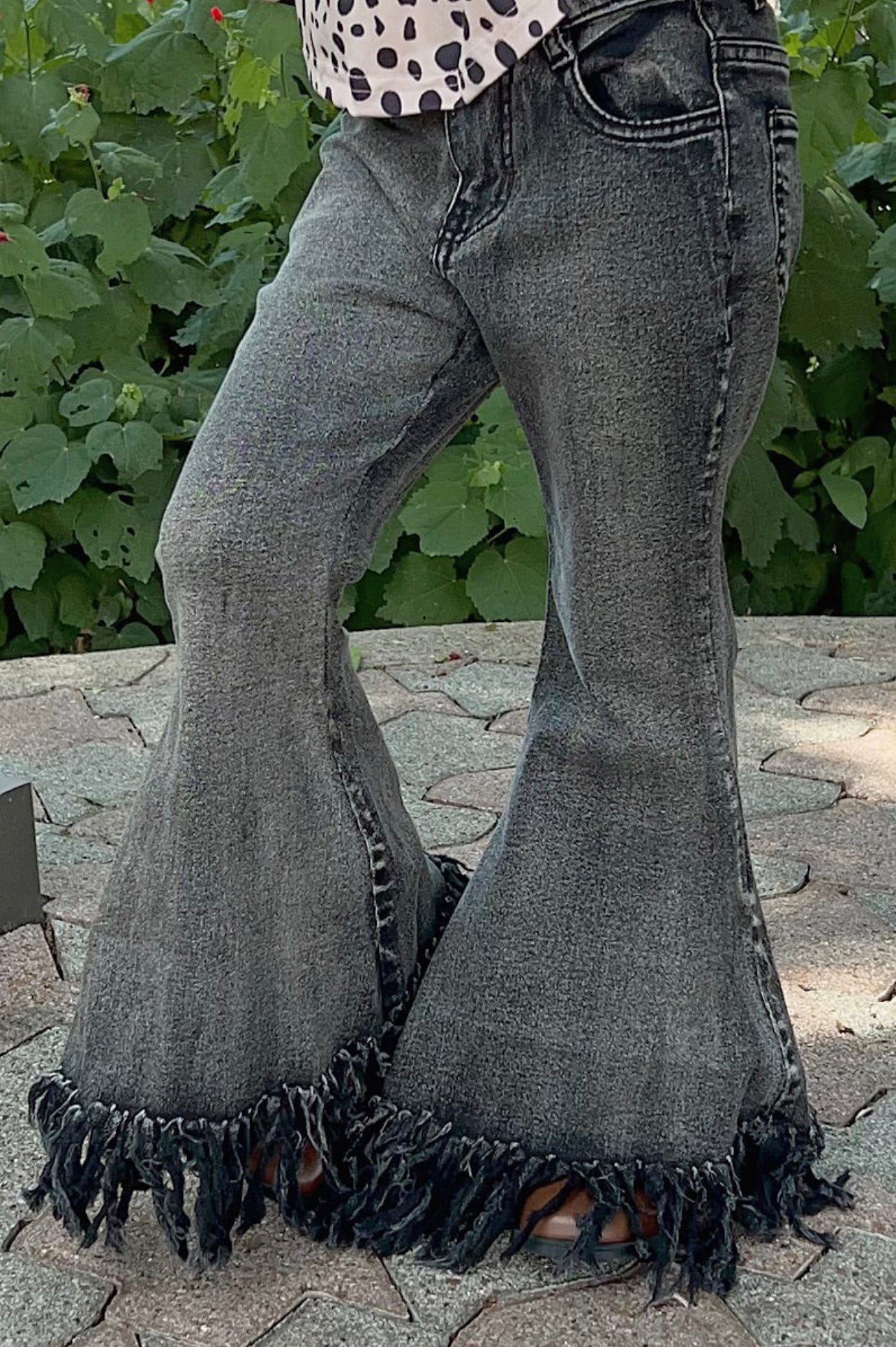 Black Bootcut Fringe Jeans
