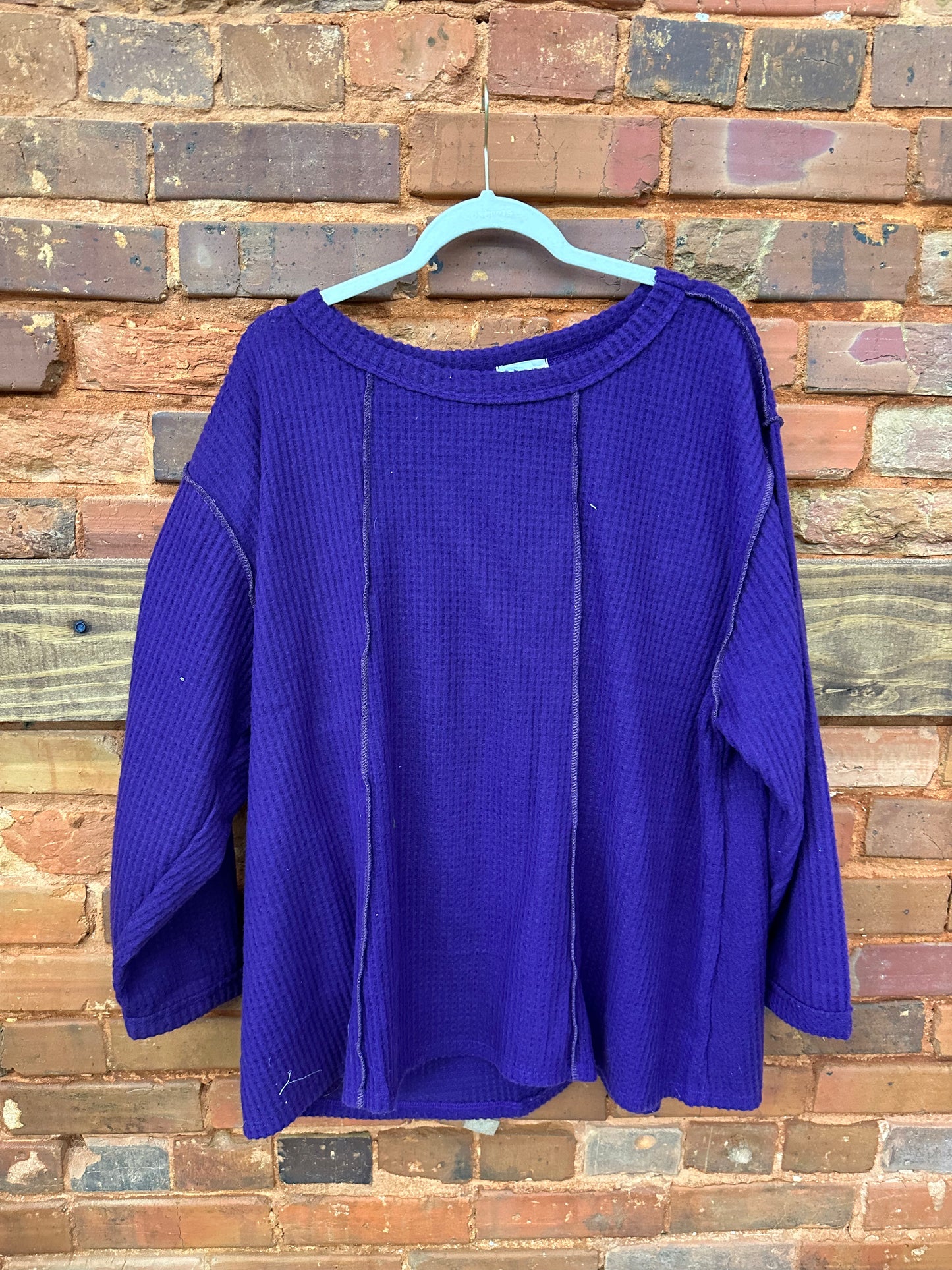Dark Purple Waffle Knit Long Sleeve