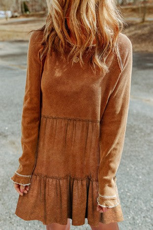 Tiered long sleeve dress