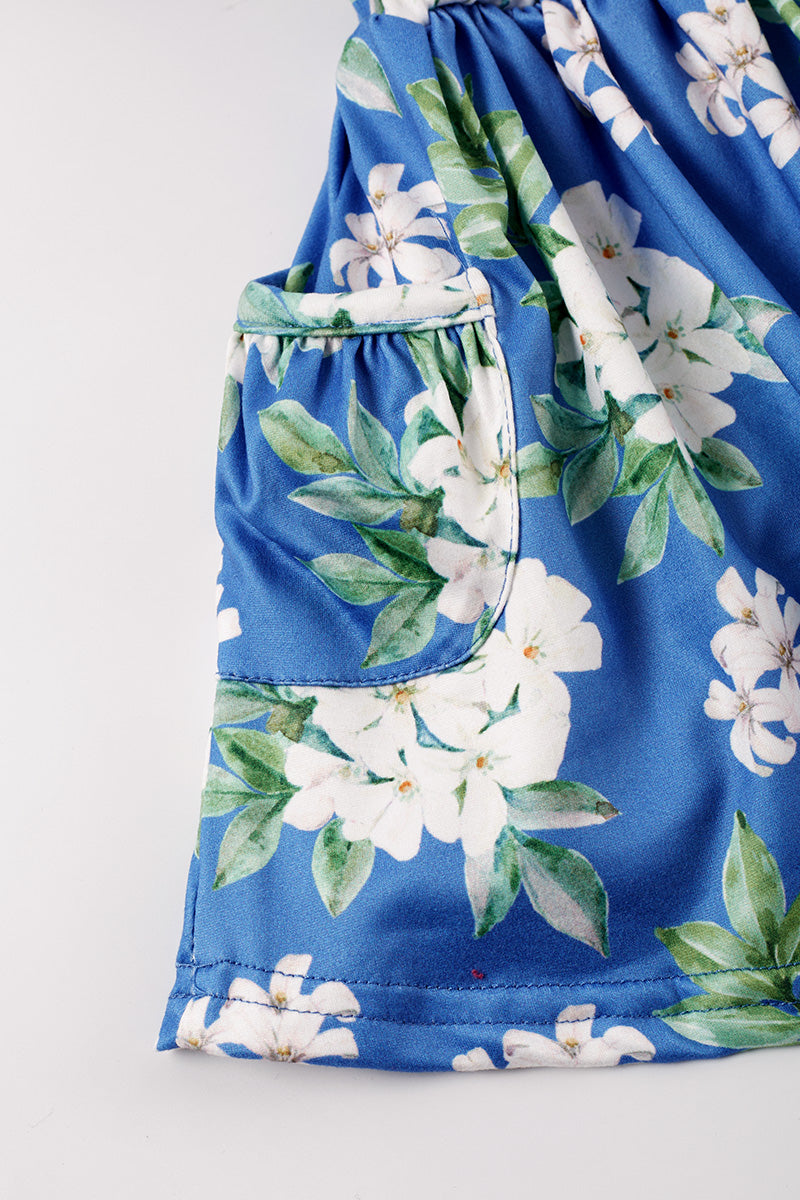 Blue Floral Print Dress