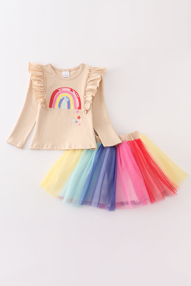 Rainbow ruffle tutu skirt set