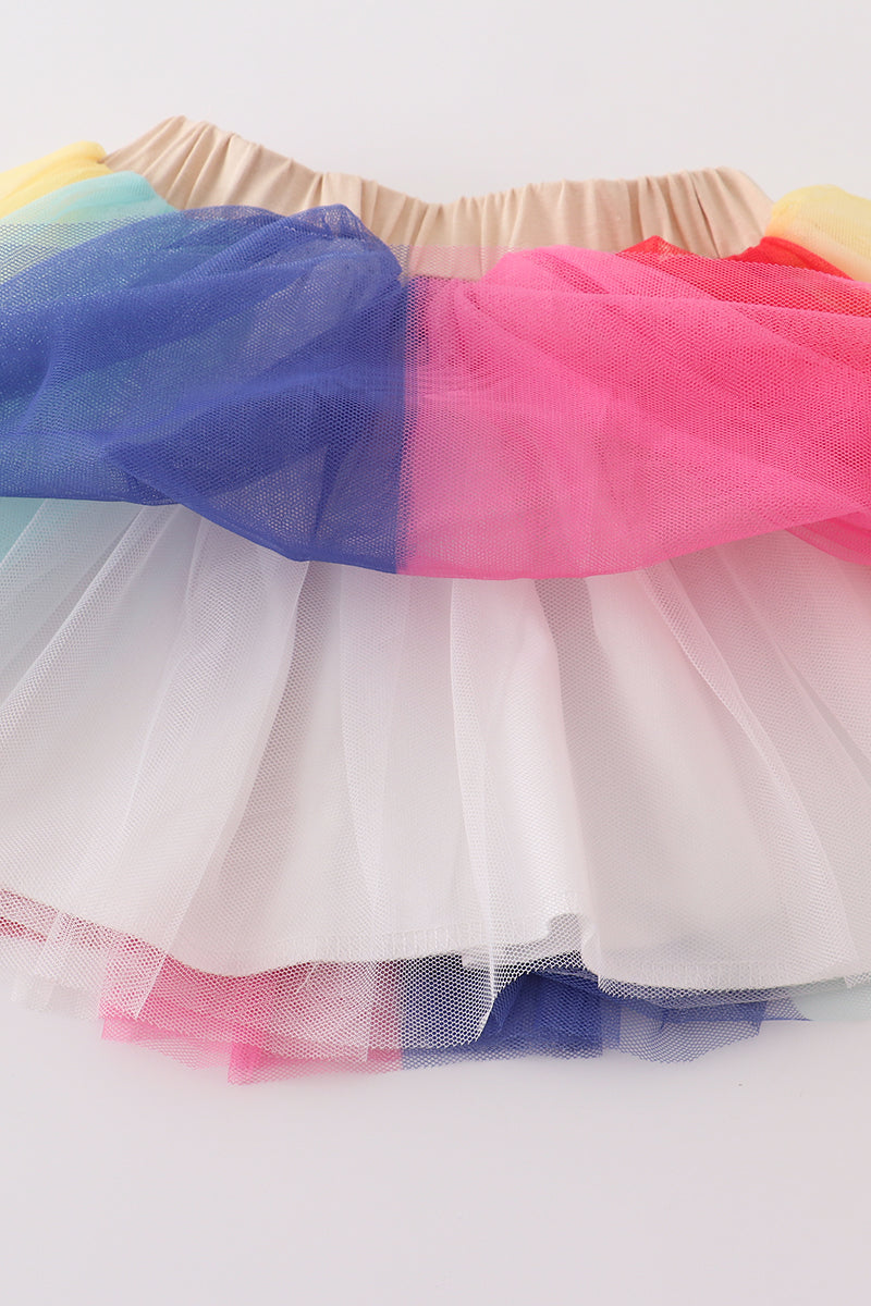 Rainbow ruffle tutu skirt set
