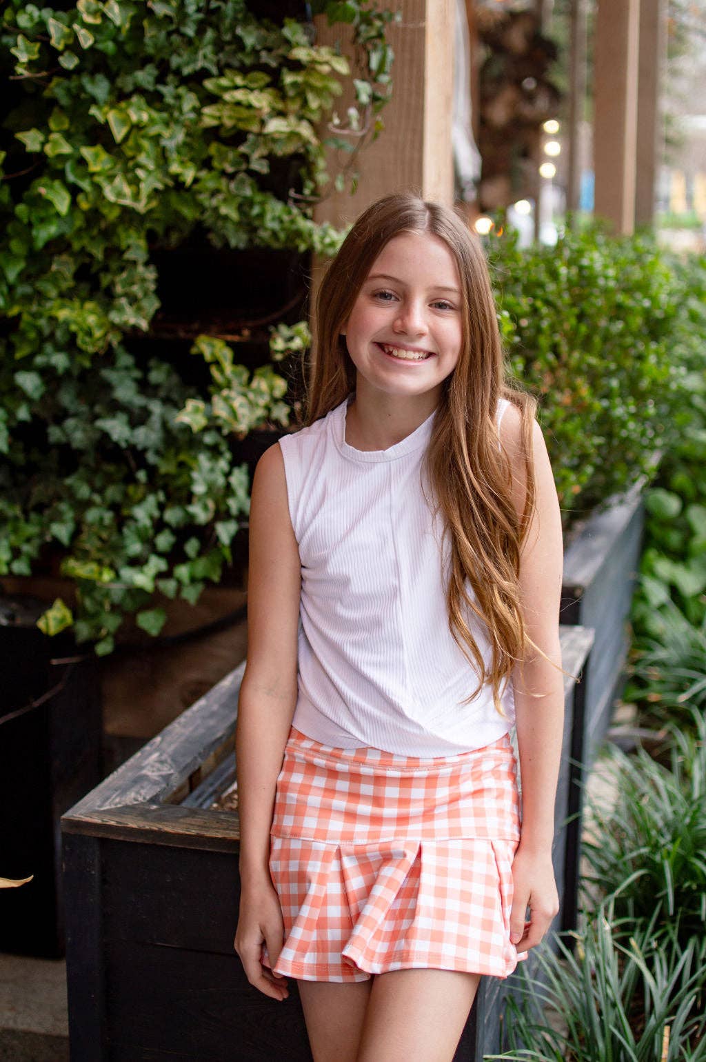 Orange Gingham Tennis Skirt