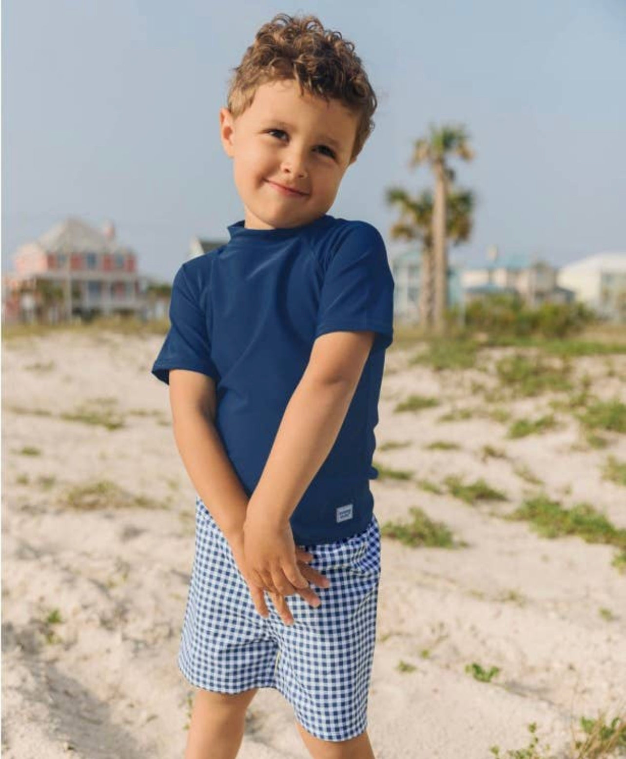 Navy Gingham Trunks