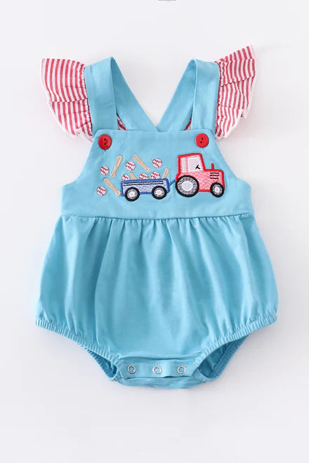 Blue Baseball Romper