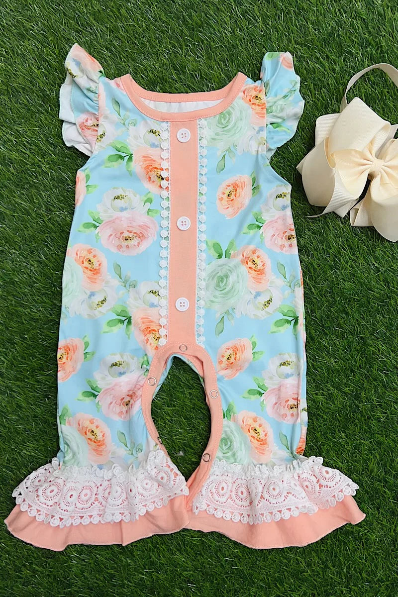 Peach Peony Romper