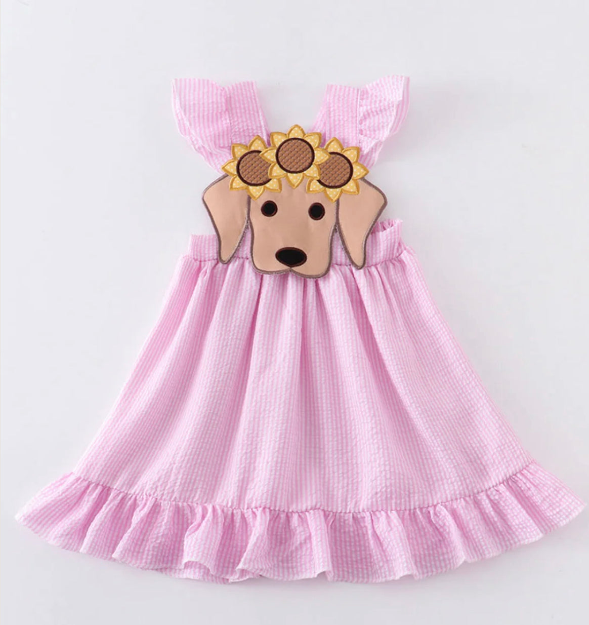 Pink Seersucker Dog Dress