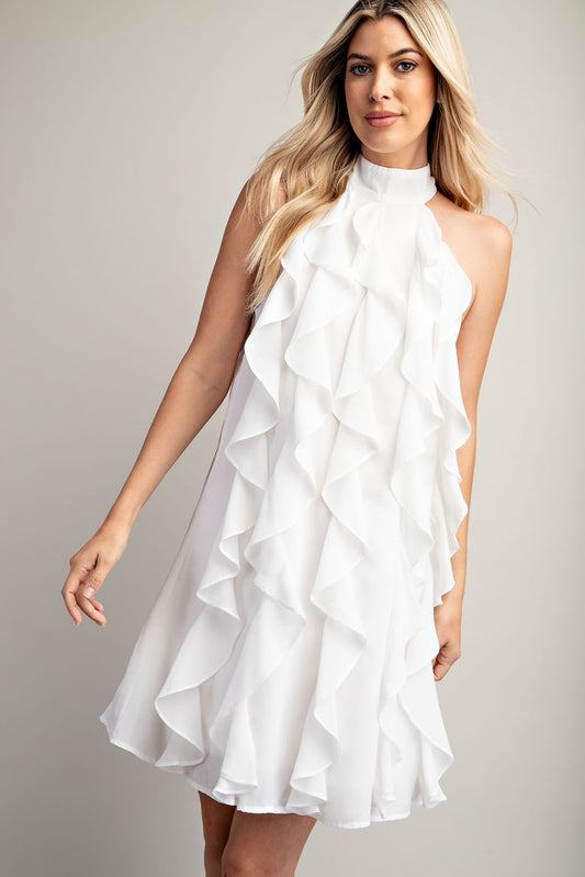 Halter Neck Ruffled Mini Dress