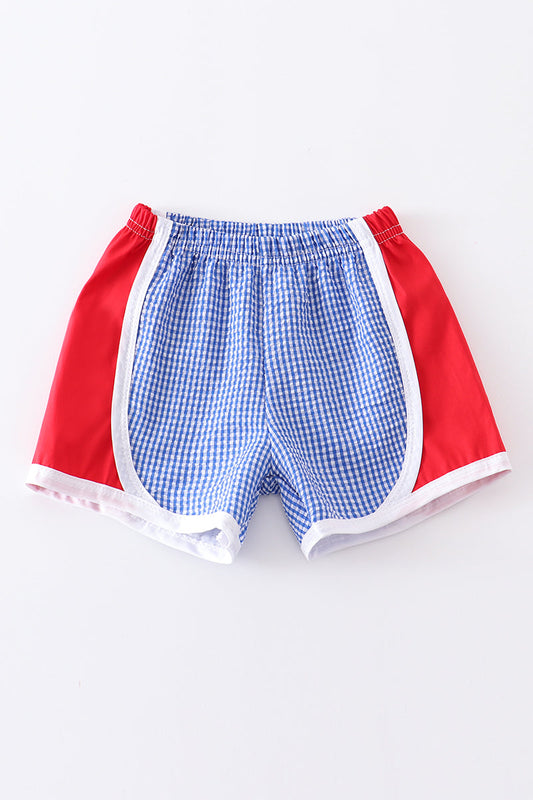 Navy plaid seersucker shorts