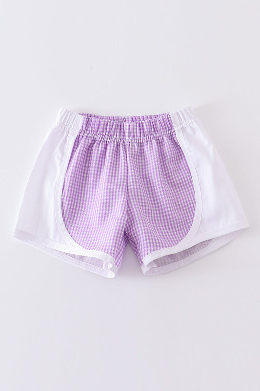 Purple plaid seersucker girl shorts