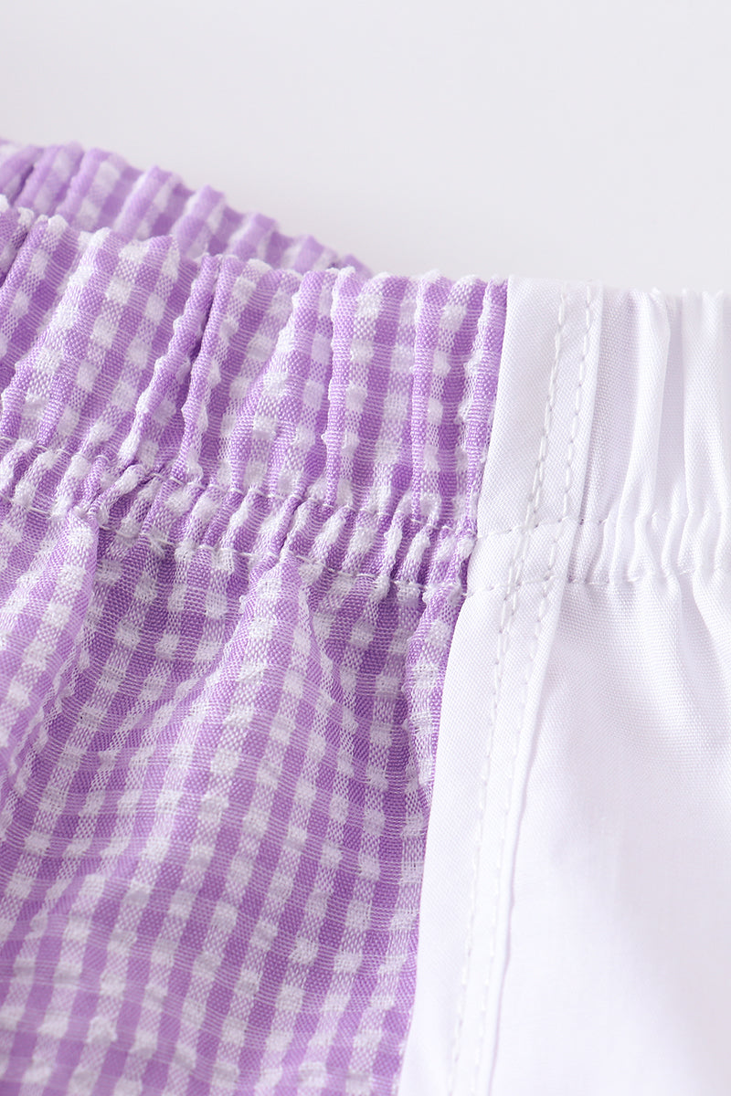 Purple plaid seersucker girl shorts