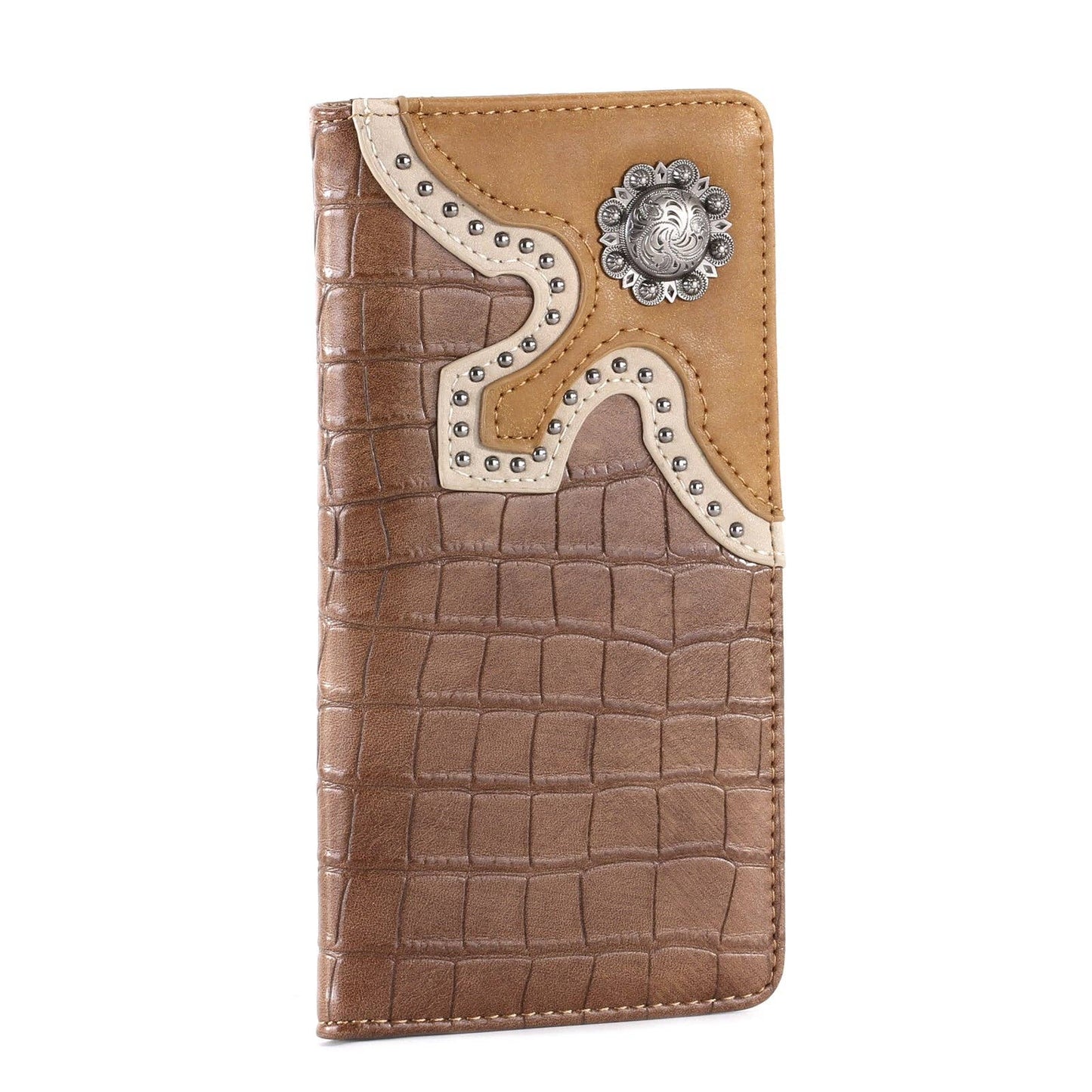 Croc Print Leather Wallet