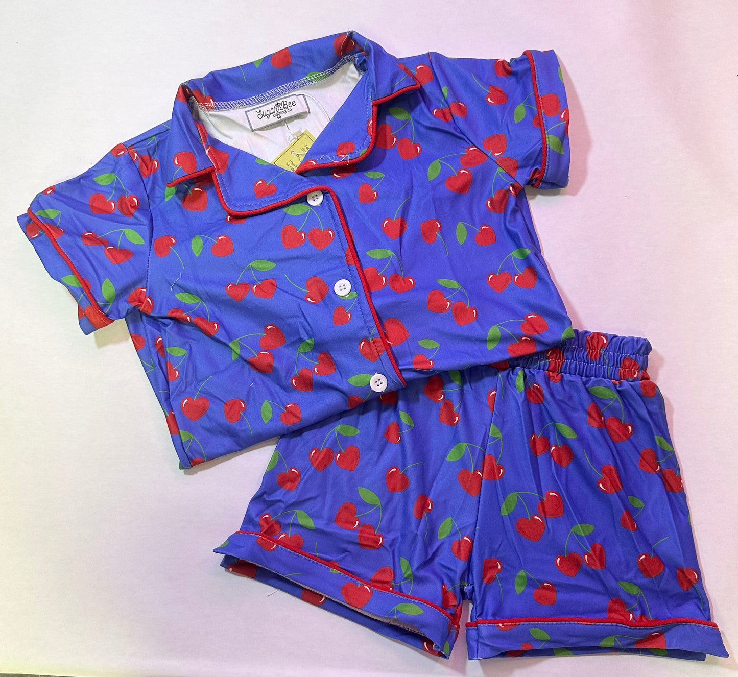 Bright Cherries Button Down Pajamas