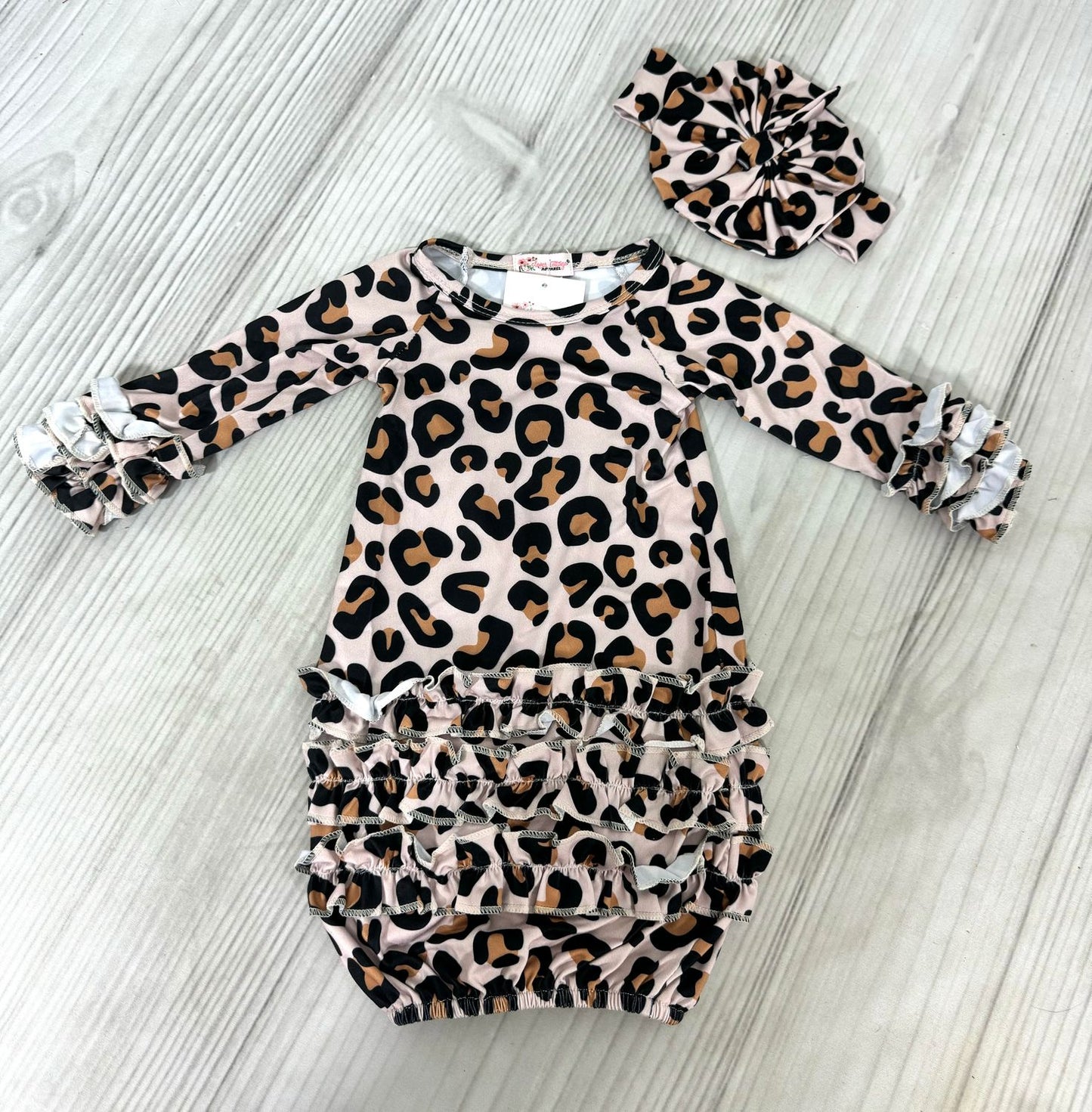 leopard baby gown