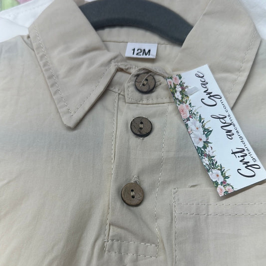 Cream Boy Romper