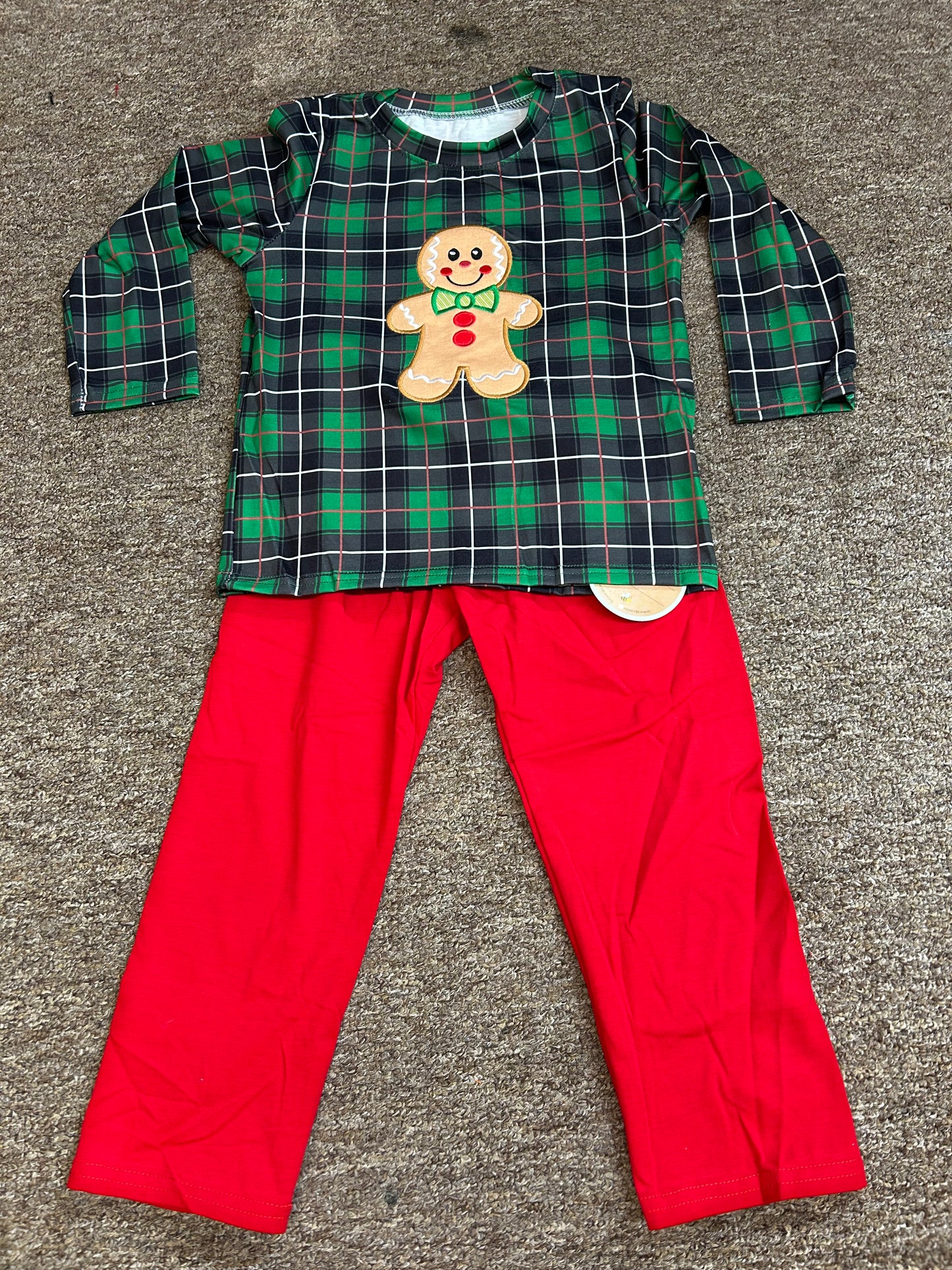 Boys plaid gingerbread outfit