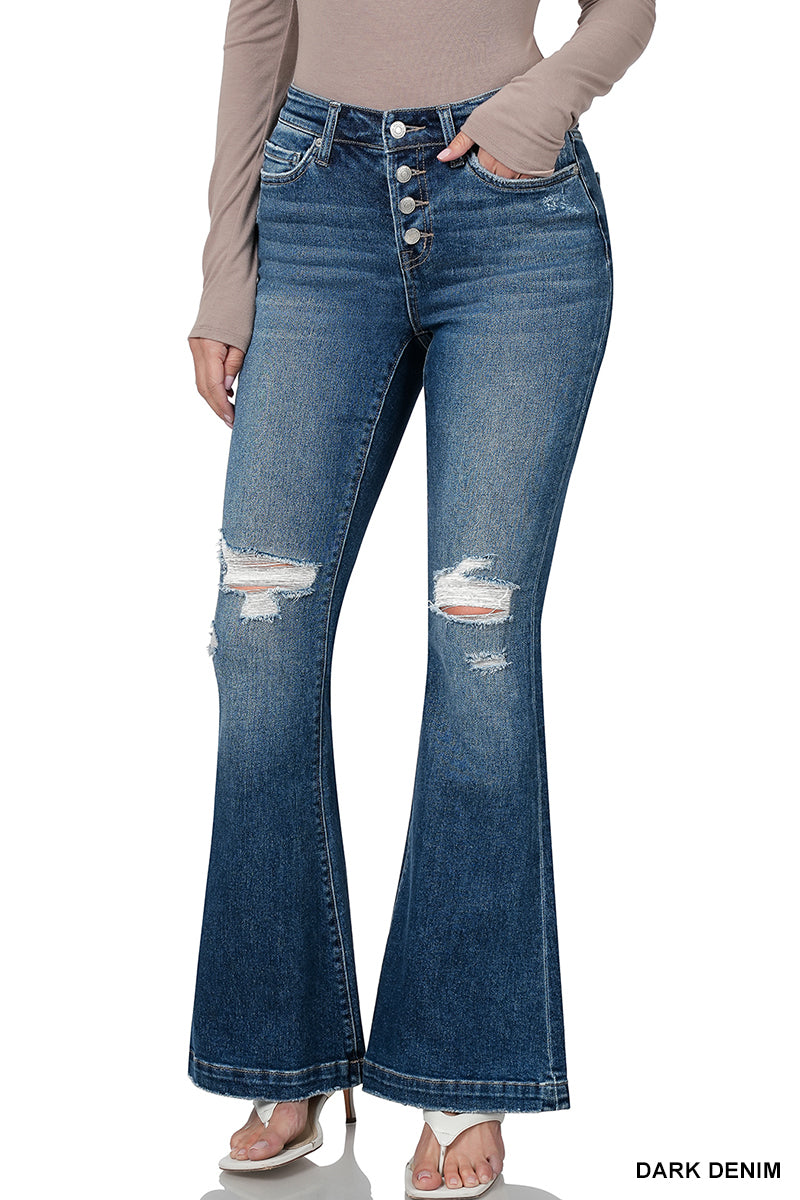 Mid-rise flare jeans