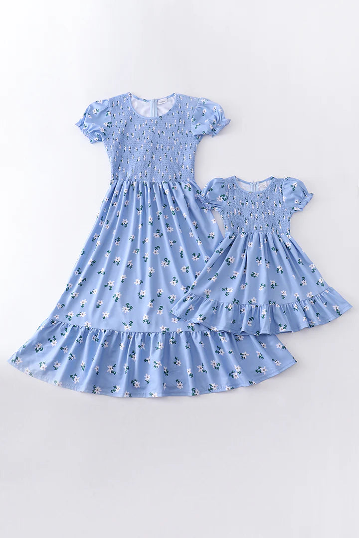 Sky Blue Smocked Dress
