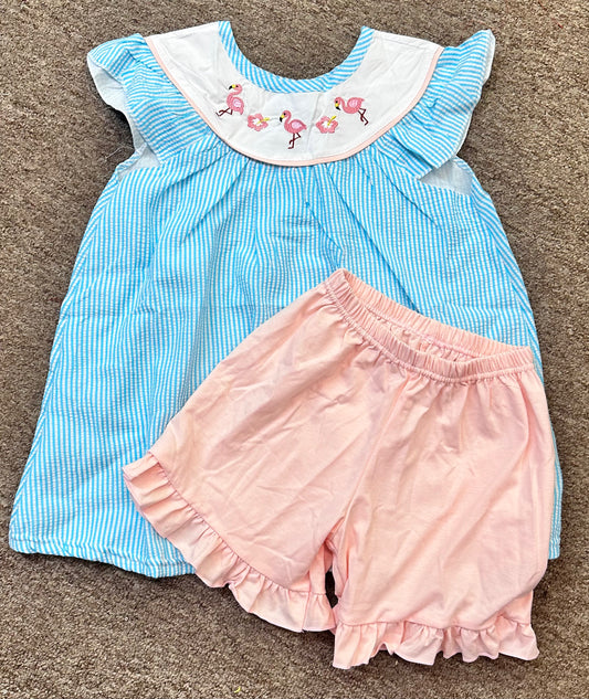 Embroidered Flamingo Set