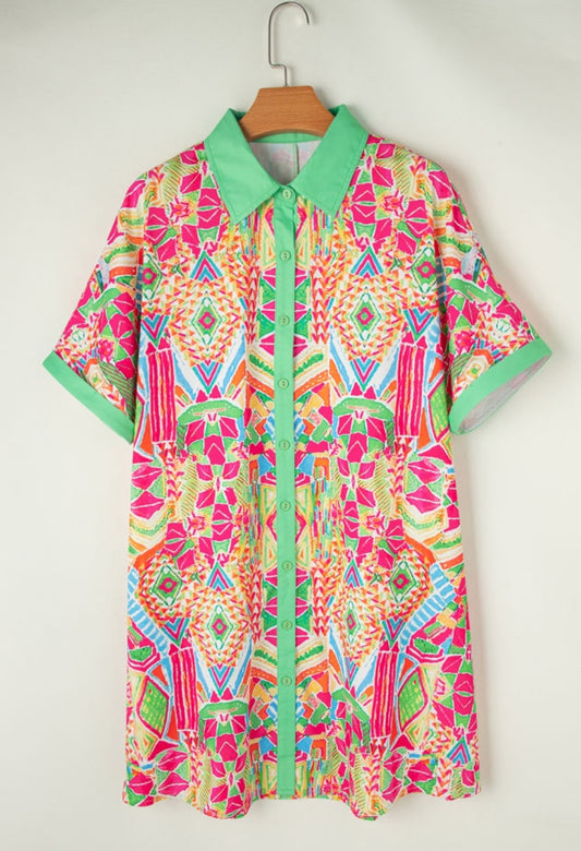 Geometric Print Shift Dress