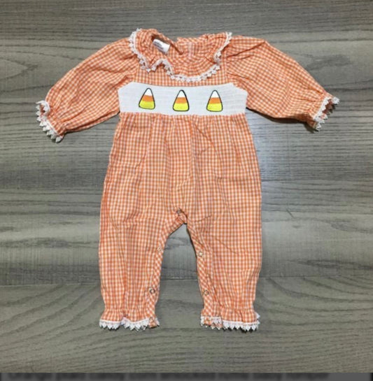 Candy Corn Ruffle Romper