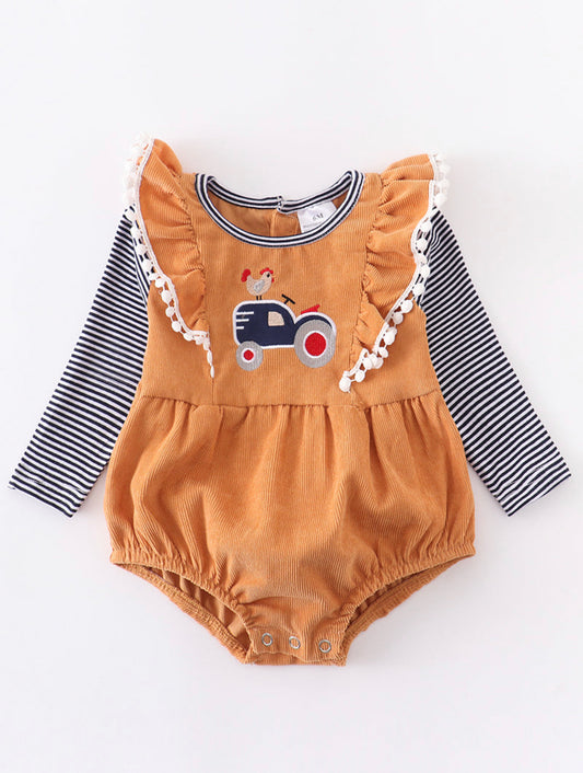 Mustard Rooster Applique Onesie