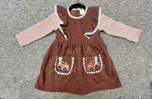 Brown Cow Applique Dress