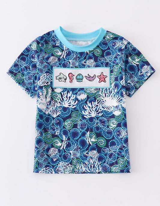Sea life Embroidery Tee