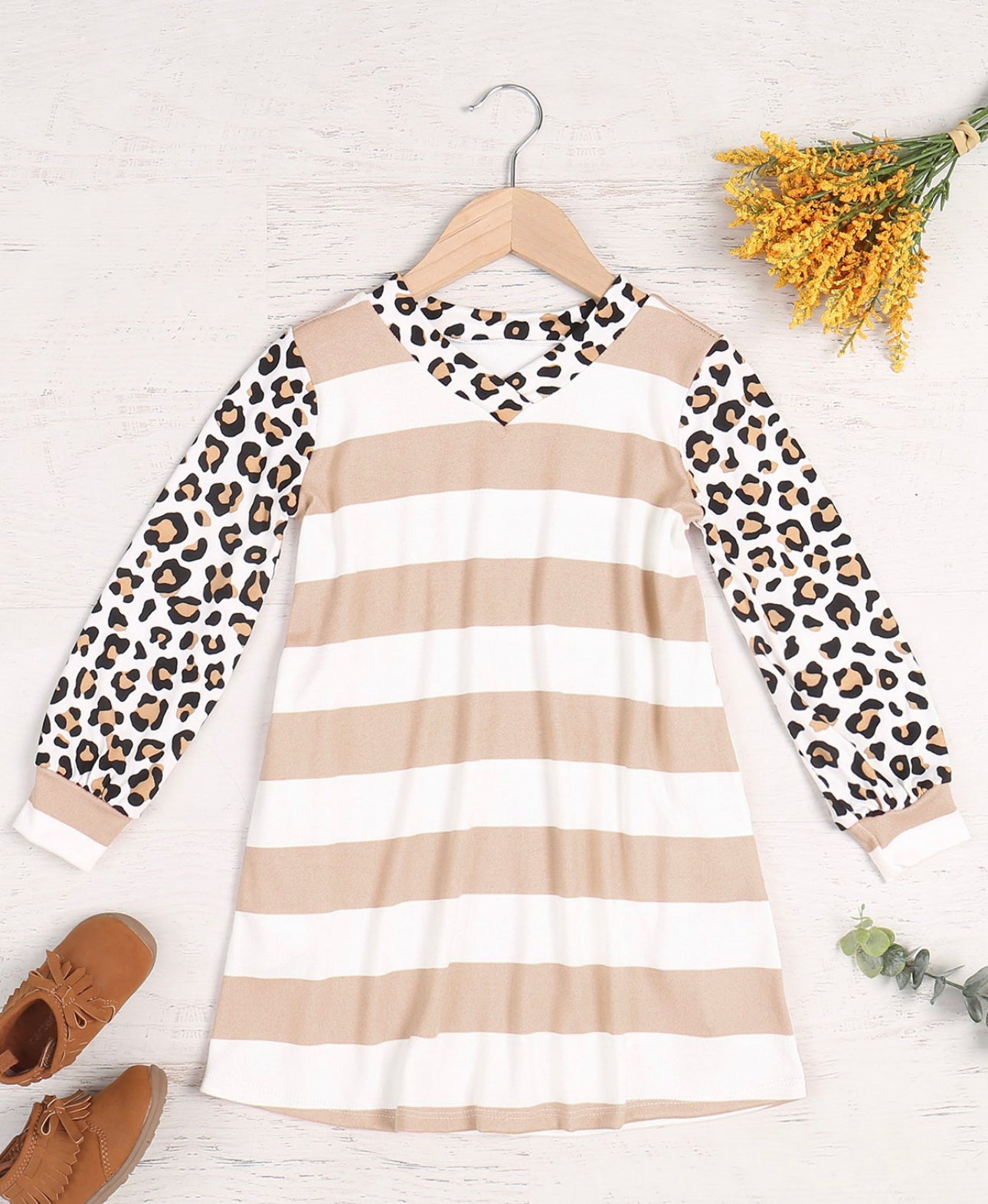 Animal Print Long Sleeve Dress