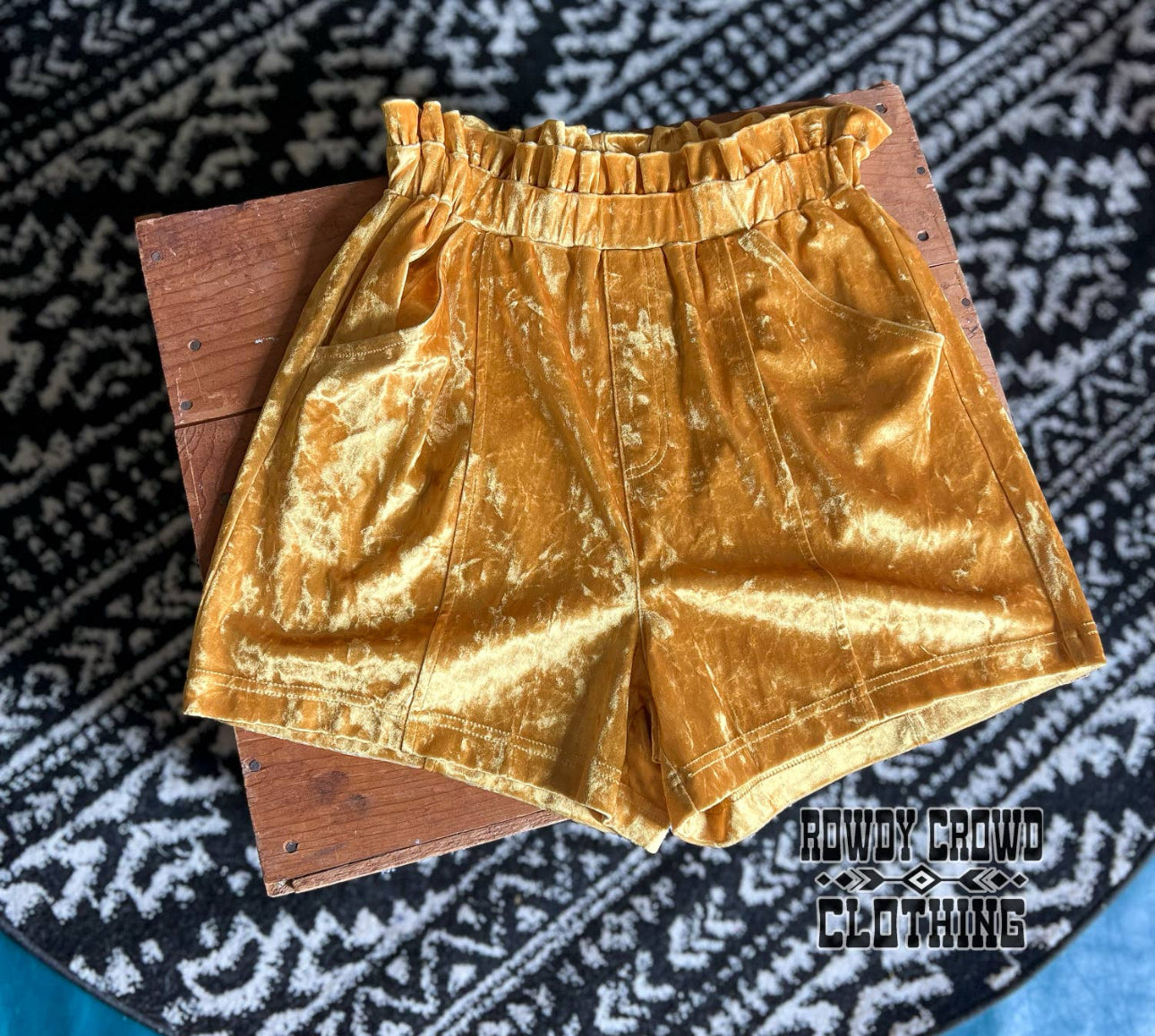 Vetiver Velvet Shorts-Mustard