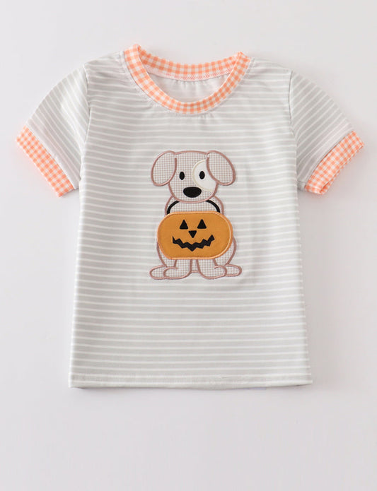 Halloween Puppy Appliqué Boy Tee